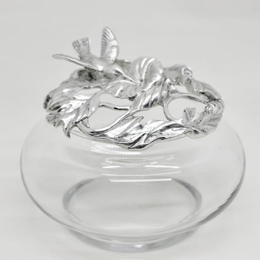 Glass Vase with Pewter Lid – Vintage Market Find from Saint-Tropez